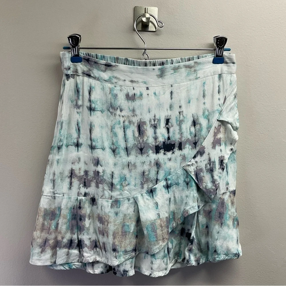 Sim & Sam Faux Wrap Ruffle Tie Dye Skirt
